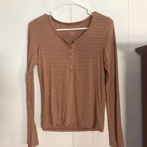 brown striped long sleeve